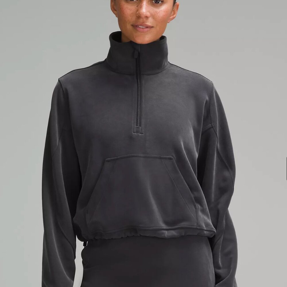 Lululemon Womens Brushed Softstreme Half Zip Black SIZE 6 NWOT